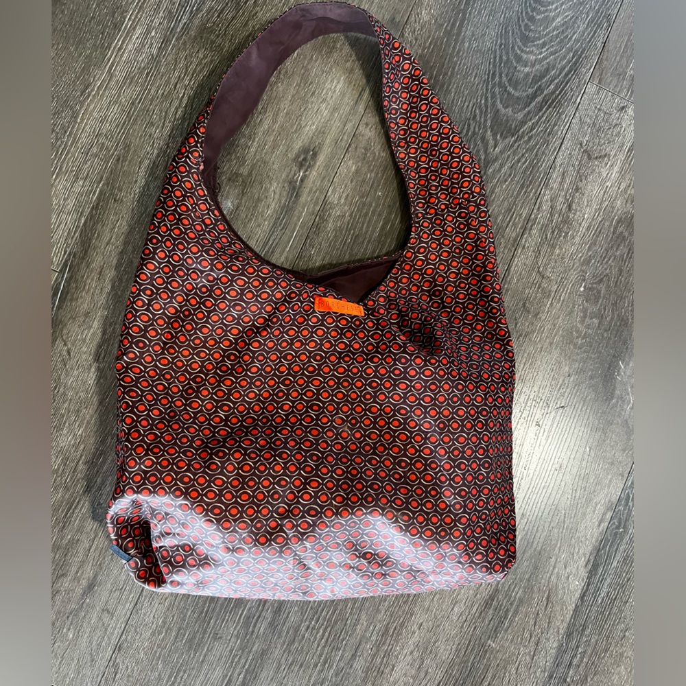 Patterned Hobo Shoulder Bag reversible brown and … - image 4